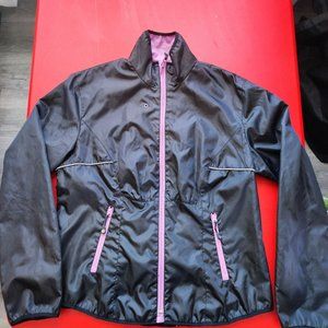 Sportek Platinum windbreaker light coat jacket black pink women's size L